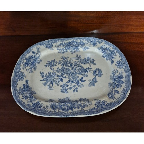 64 - X3 blue and white service platters.