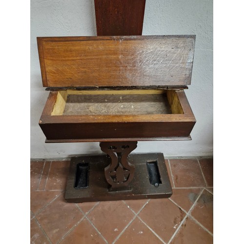 52 - A Victorian Mahogany - Tree - hat and coat stand. complete with glove box mirror on column and drip ... 