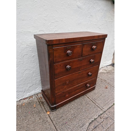 51 - 1800s Mahogany chest of drawers 2 over three -