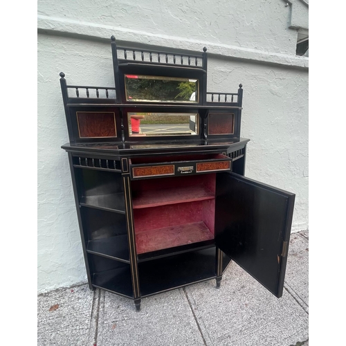 66 - A late Victorian aesthetic movement ebonised and bird's eye chiffonier.