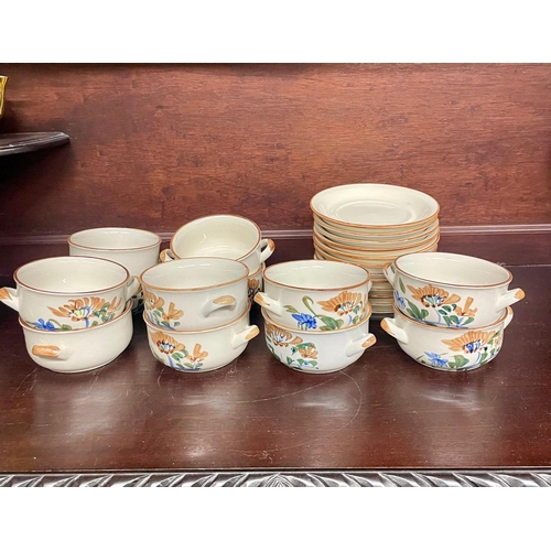 213 - A set of Chinese hand painted soup bowls