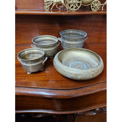 230 - Collection of 4 brass pots