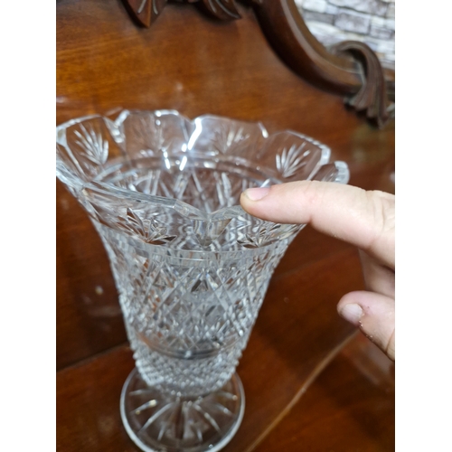 258 - Waterford Crystal vase minor chips around rim 10 inches H approx.