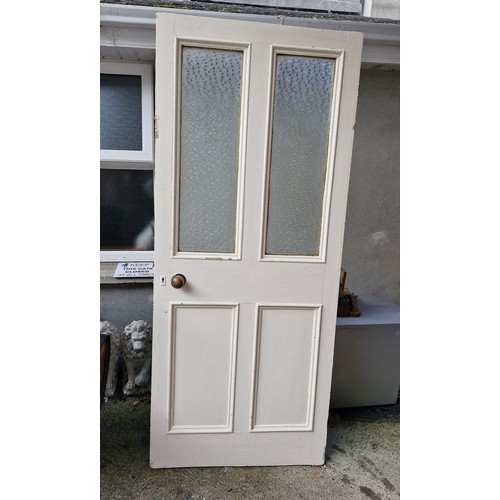 210 - internal door with original glass panels. 7ftx3ft approx