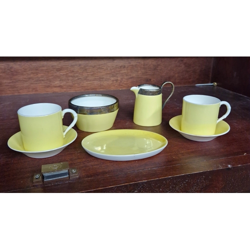 274 - Royal Worcester coffee set with silver plated rims on jug and sugar bown. Miniature