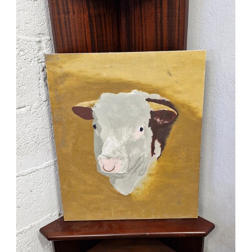 292 - Oil on board of a cow -