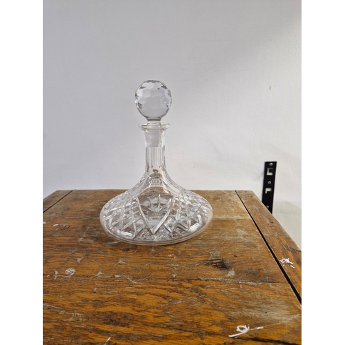 382 - Galway Crystal Ships decanter. Inscribed; Presented by the Chamber of Commerce of Ireland to Desmond... 