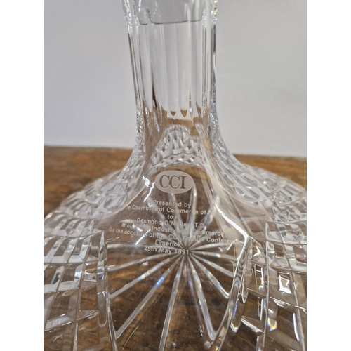 382 - Galway Crystal Ships decanter. Inscribed; Presented by the Chamber of Commerce of Ireland to Desmond... 