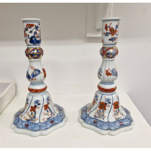 123 - Two Japanese Imari candlesticks