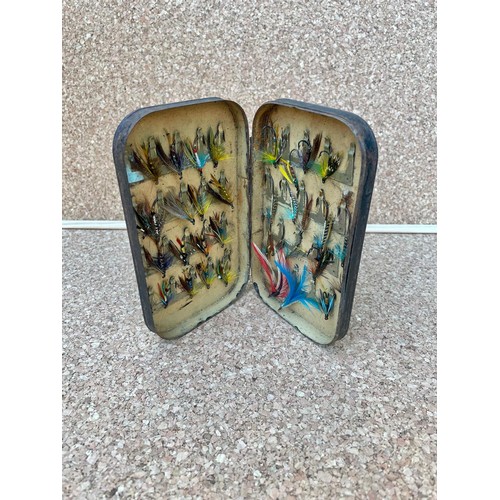 73 - Vintage Malloch fly box and tied flies