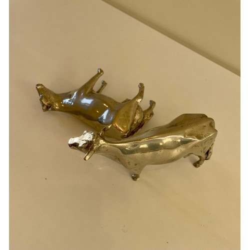 4 - Pair of pewter cows