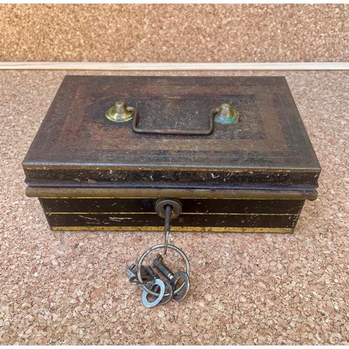 60 - Antique metal lock box