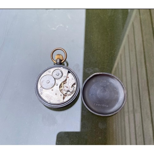 20 - Vintage gunmetal and brass pocket watch. Running