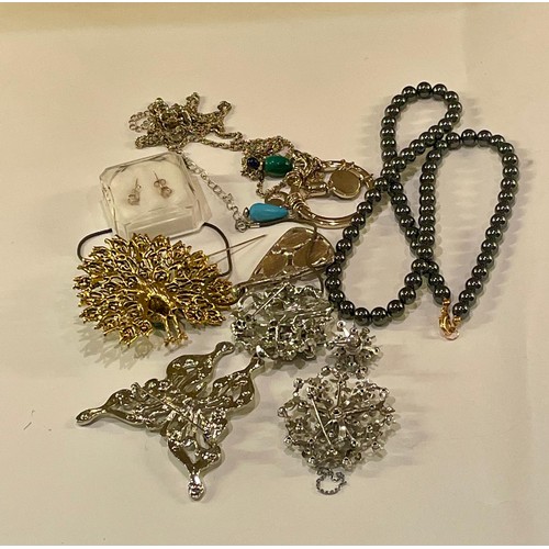 123 - Lot of costume jewellery, broochs and earrings