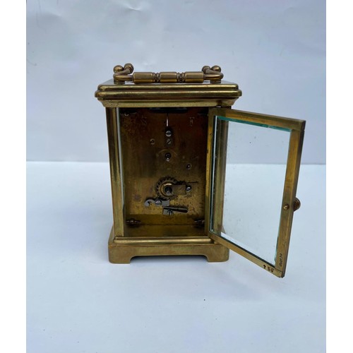 199 - Vintage brass carriage clock. Harrods. Running order.