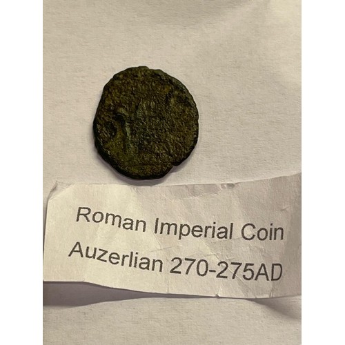 155 - Roman Imperial coin .. Auzerlian 270 to 275 AD.