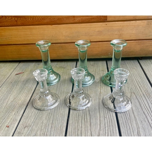 221 - Set of 6 glass candle stick holders