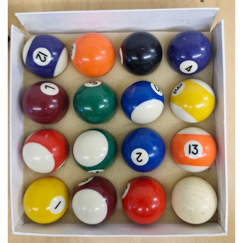 436 - Set of pool balls inside 2 inches.