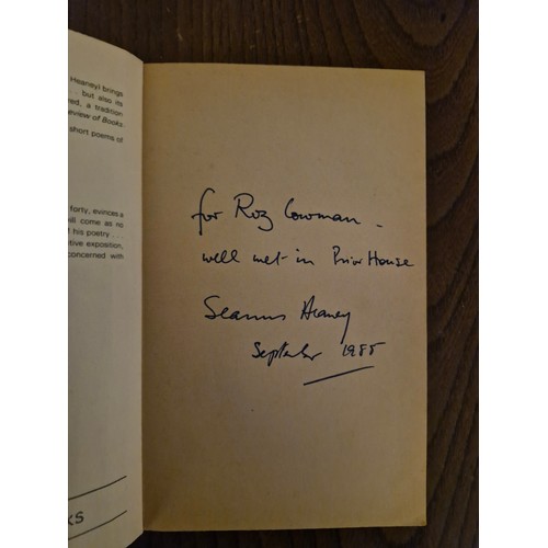 72 - Sighed. Seamus Heaney. Door into the dark. 1981 print.
Inscribed and signed by Seamus Heaney; 'For R... 