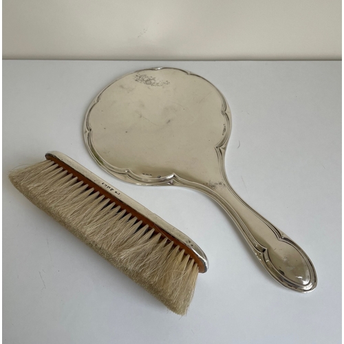 13 - A marked silver hairbrush and mirror