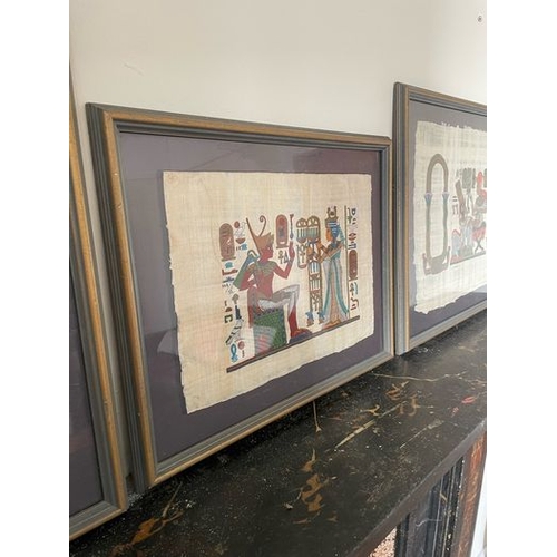 59 - 3  Egyptian hand painted on papyrus pictures