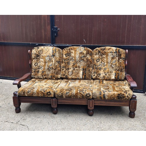 43 - A vintage three seater sofa 80s - 90s cushions for re upholstery