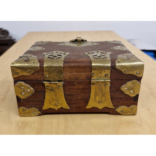 59 - An early 1900s brass bound jewellery box.