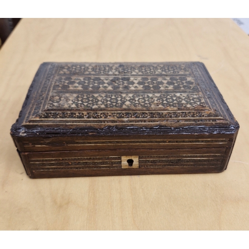 60 - Late 1800s Anglo Indian Jewellery box with mother of pearl inlay.