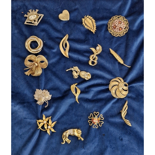 61 - Costume jewellery. A selection of 17 Brooches