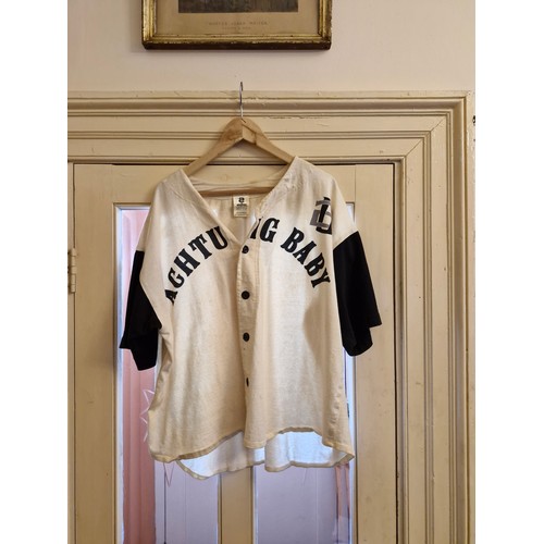 249 - U2 Achtung Baby 1992 concert worn shirt in the Baseball Jersey fashion. Yankee Stadium concert of to... 