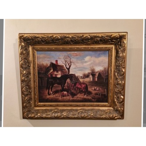 254 - Farm scene  -  high quality oleograph - 

In a Carvers and Gilders frame