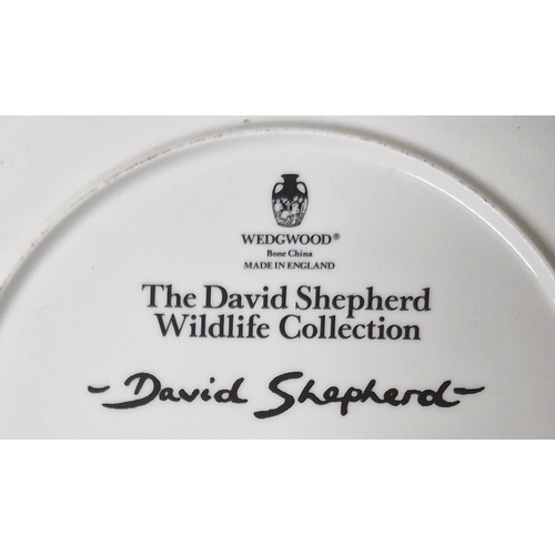 44 - David Shepherd Wildlife china plateware by Wedgwood. 13 total.