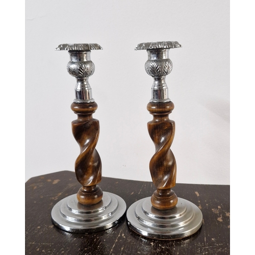 52 - Two barley twist candle stick holders