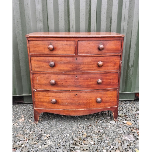 4 - Victorian mahogany bow-fronted 2+3 chest of drawers.