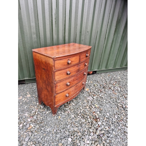 4 - Victorian mahogany bow-fronted 2+3 chest of drawers.