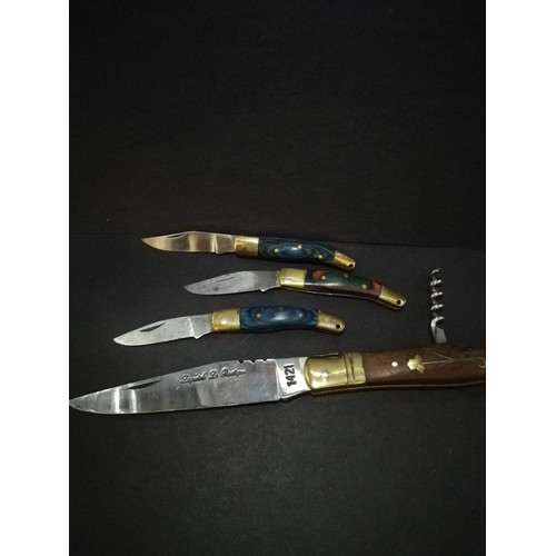 90 - Forge de Laguiole Shepherd's pen knife and three others.