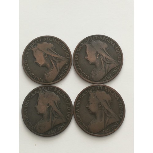 110 - 4 British pennies 19th / 20th C.