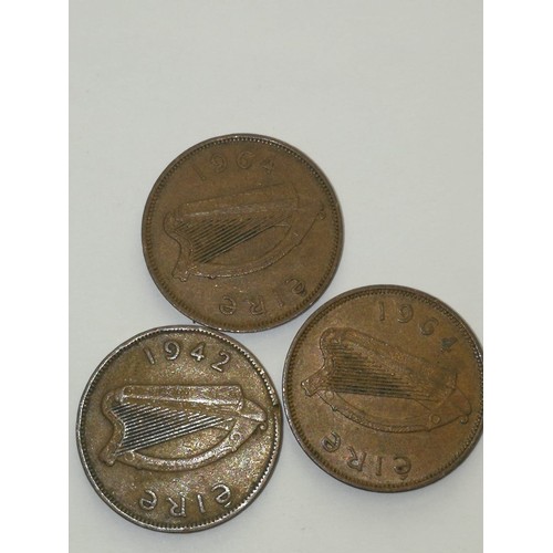 109 - three Irish half pennies