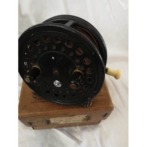 92 - Antique boxed Hardy Silex Major fly reel