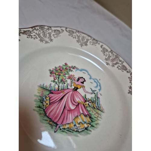 150 - Set of 6 'Crinoline Lady' side plates, excellent vintage condition.