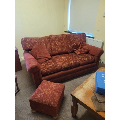 84 - A comfortable living room suite - sofa, armchair and foot rest.