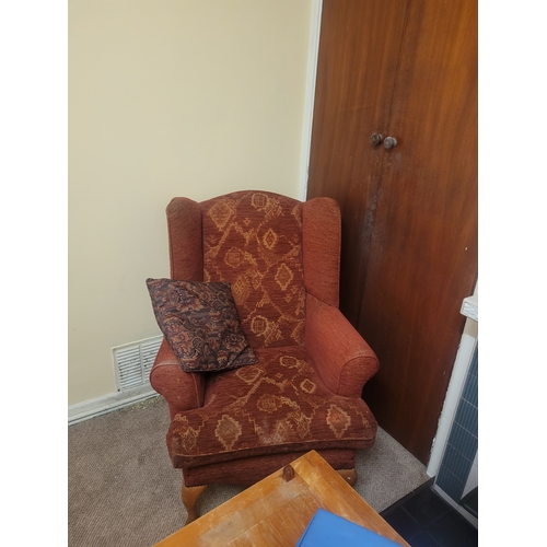 84 - A comfortable living room suite - sofa, armchair and foot rest.