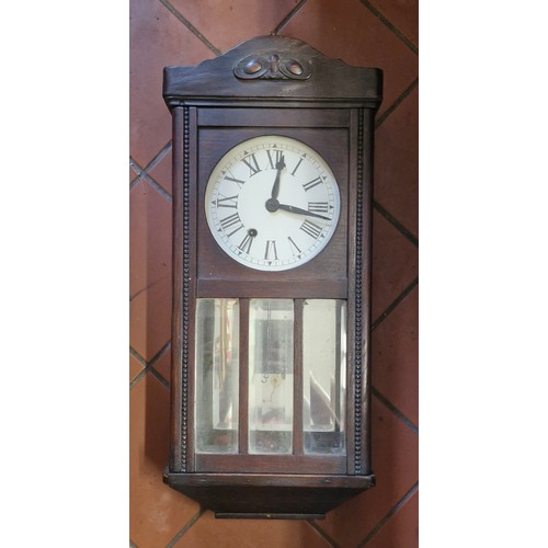 111 - 1919s Oak Cased Wall Clock.