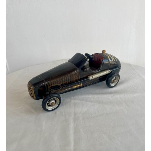 170 - Vintage wooden scale model of a racing car, 27cm