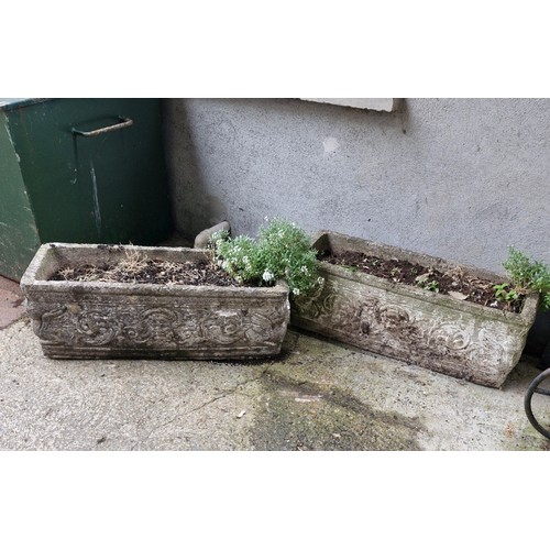 69 - A pair of concrete composite rectangular planters