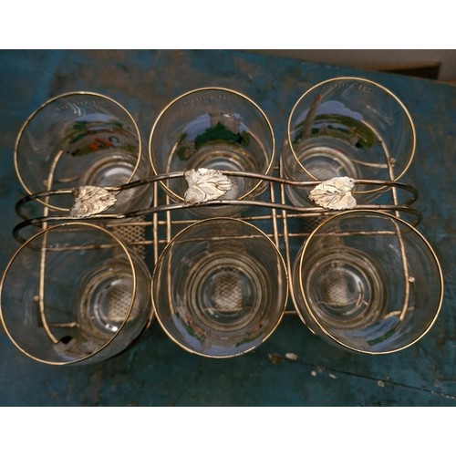 131 - An old set of Slainte Tudorcraft Irish Souvenir glasses.