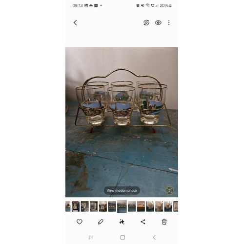 131 - An old set of Slainte Tudorcraft Irish Souvenir glasses.