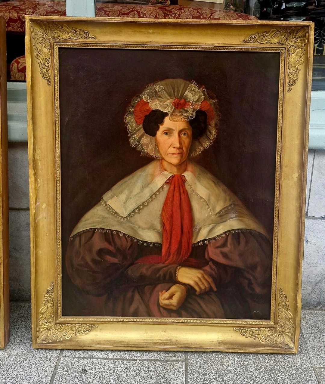 A large 18th Century French oil on canvas. Portrait of a lady. Housed ...