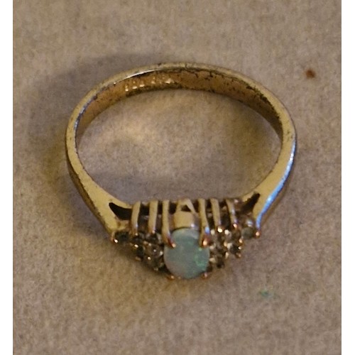 11 - Gold plated silver gem set (opal) dress ring.