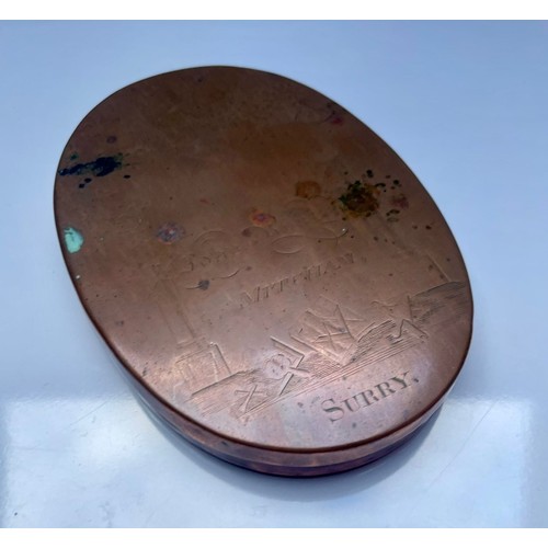 75 - An antique engraved copper tobacco tin  - 1800s